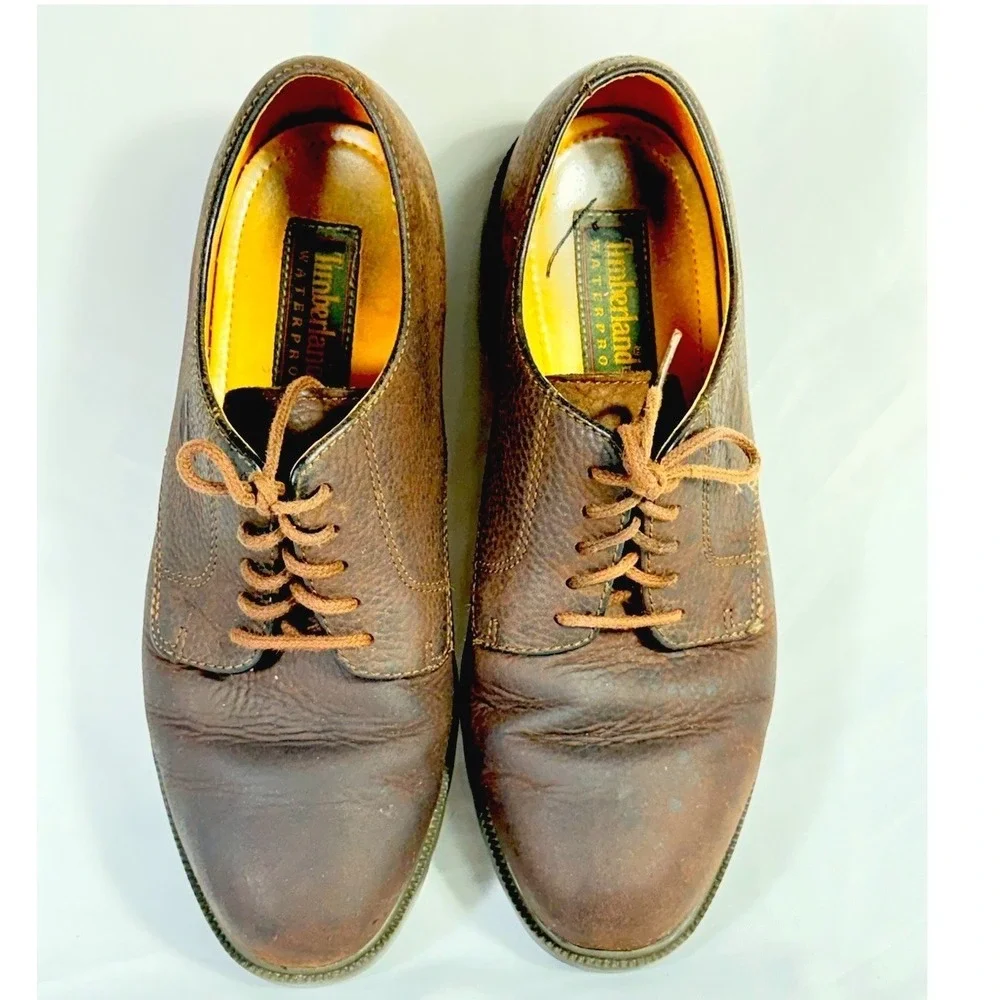 Timberland Waterproof Oxford Shoes‎ Brown Leather Lace Up Mens 7 M 96080